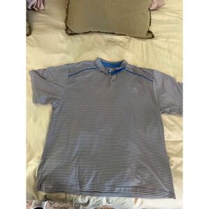 Russell Athletic UCLA Bruins Polo Shirt Men's 2XL‎ Gray Blue Stripe Golf Casual